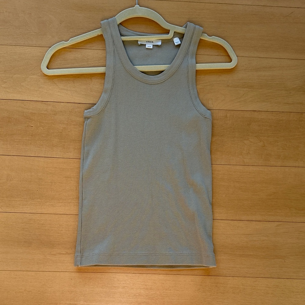 Worn once Vince supersoft Light green stretch cotton Ribbed Tank Top